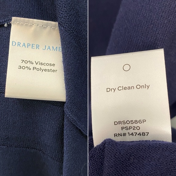 NWT Draper James Dots Bowtie Neck Navy Blue Pleated Sweater Knit Dress Womens 3X - Picture 13 of 14